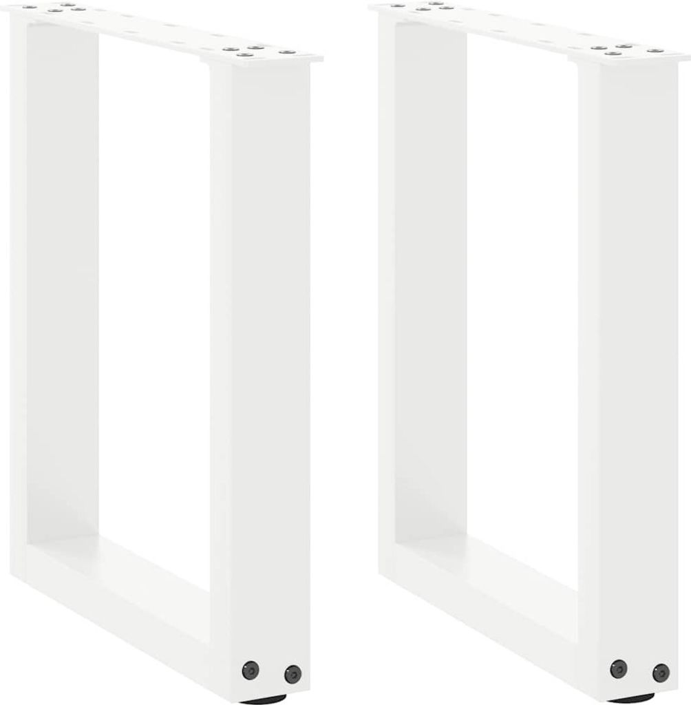 Schlichtes Couchtischbeine U-Form 2 Stk. Weiß 28x(42-43) cm Stahl - Tischbeine DE2976320 1parcel