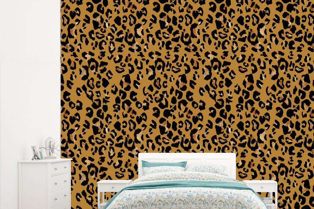 MuchoWow Fototapete für Wohnzimmer oder Schlafzimmer Wandtapete Vinyl Motivtapete Pantherdruck - Luxus - Muster - 265x220 cm - Die Küche