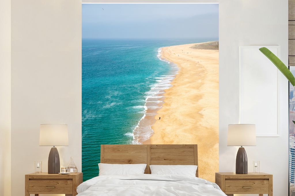 MuchoWow Fototapete für Wohnzimmer oder Schlafzimmer Wandtapete Vinyl Motivtapete Portugiesischer Strand - 180x280 cm - Wallpaper