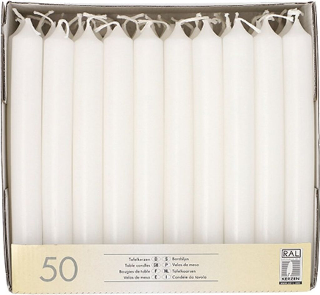 50 bougies de table Ø 2,1 cm - 19,6 cm blanc Image du produit 