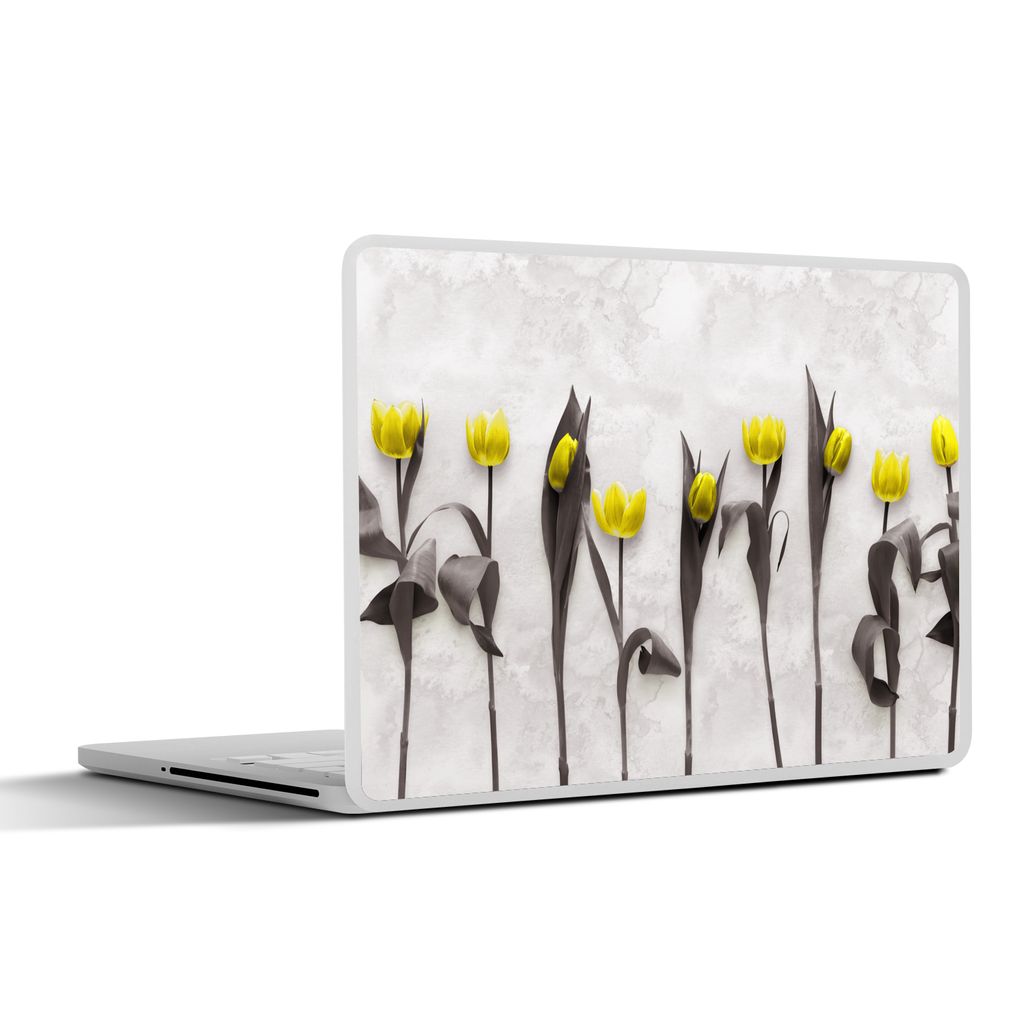 MuchoWow Laptop Aufkleber Sticker Cover Blumen - Tulpen - Marmor 30x21 cm - Sticker für Laptop - Selbstklebend