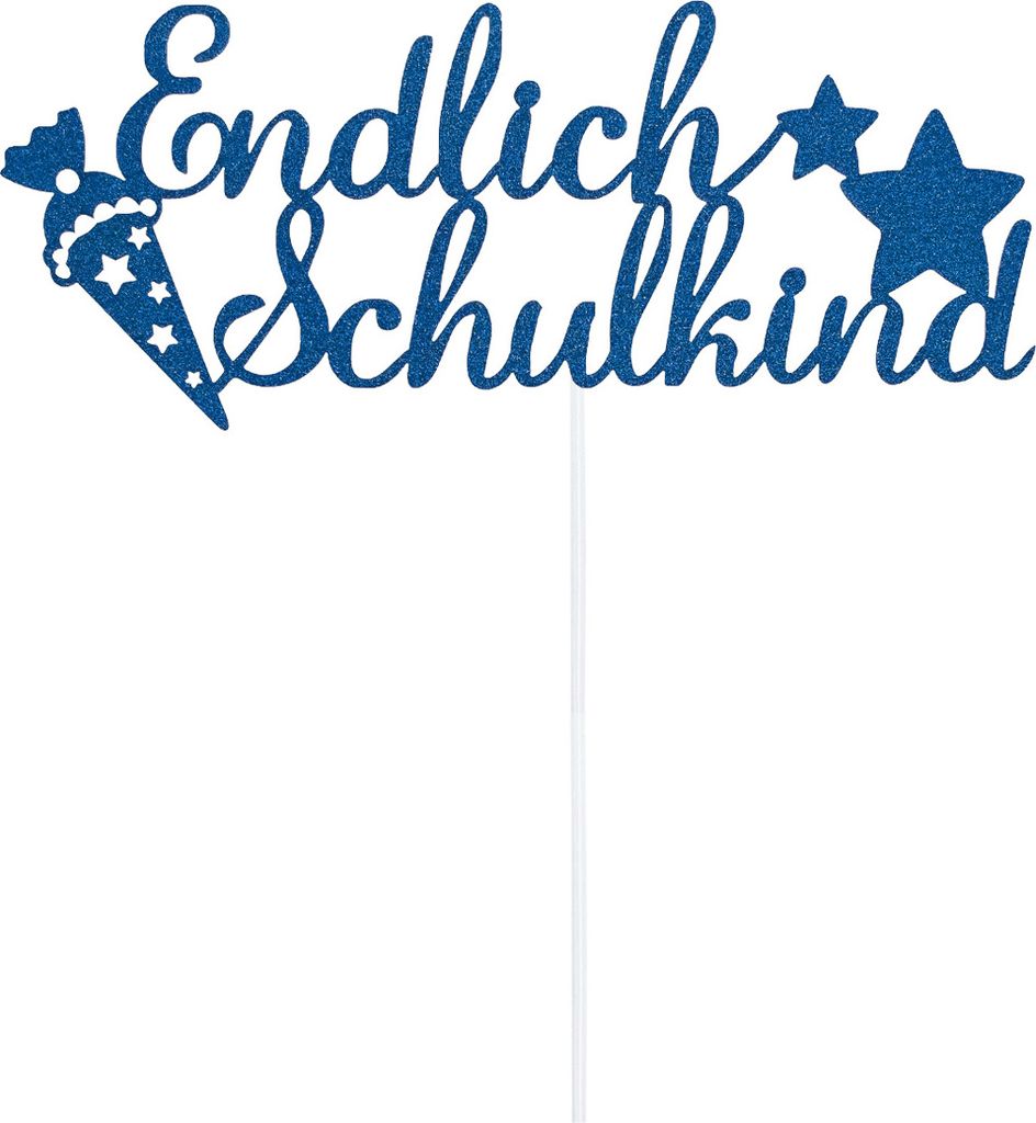 Oblique Unique Endlich Schulkind Torten Topper Glitzernd Produktbild 