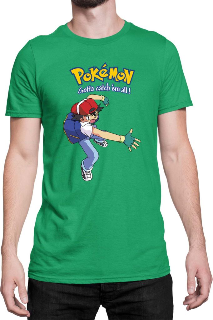 Herren T-Shirt Japan Manga Anime Comics Pokemon 014, Man S / Grün