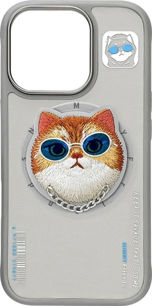 Etui Nimmy Glasses Cool Cat Magsafe Do Iphone 16 Pro Szary - 6