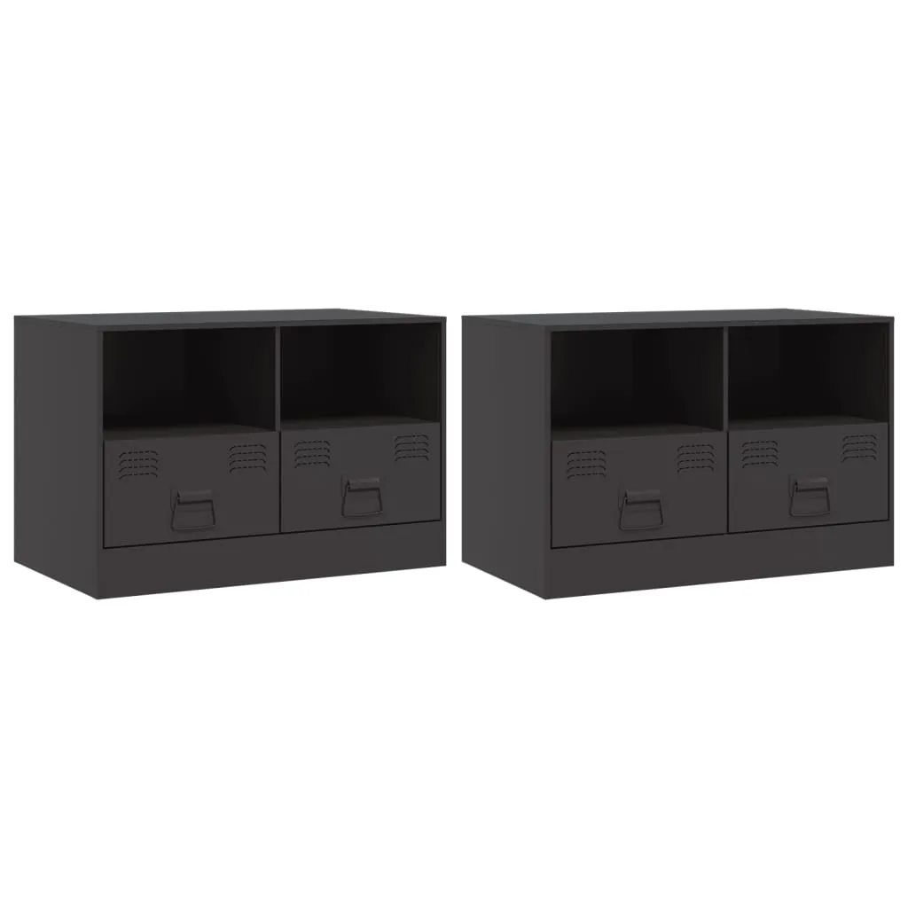 Mobili TV 2 pz. nero 67x39x44 cm acciaio
