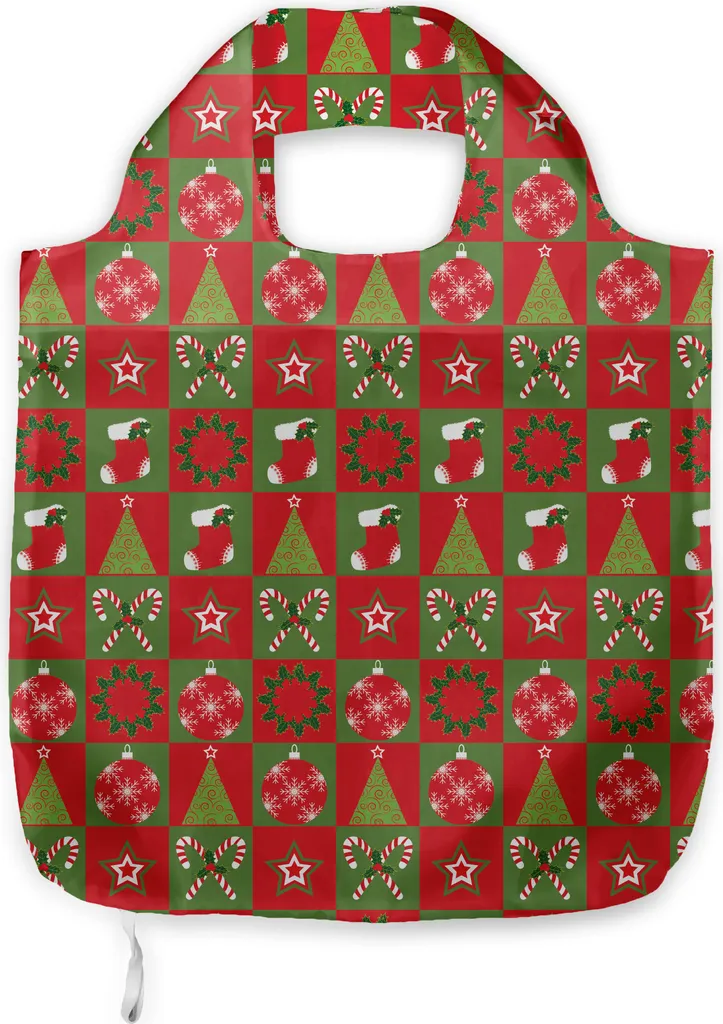 ABAKUHAUS Borsa natalizia in tessuto, decorazioni della vigilia di Natale, pratiche borse per la spesa di tutti i giorni, verde oliva e bianco