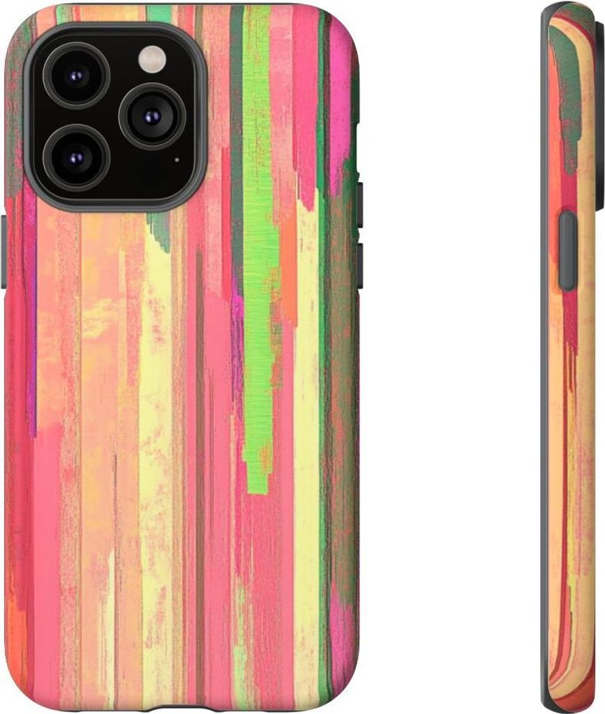 Abstrakte Kunst mit lebendigen, vertikalen Streifen – Hülle Kompatibel mit iPhone 14 Pro Max