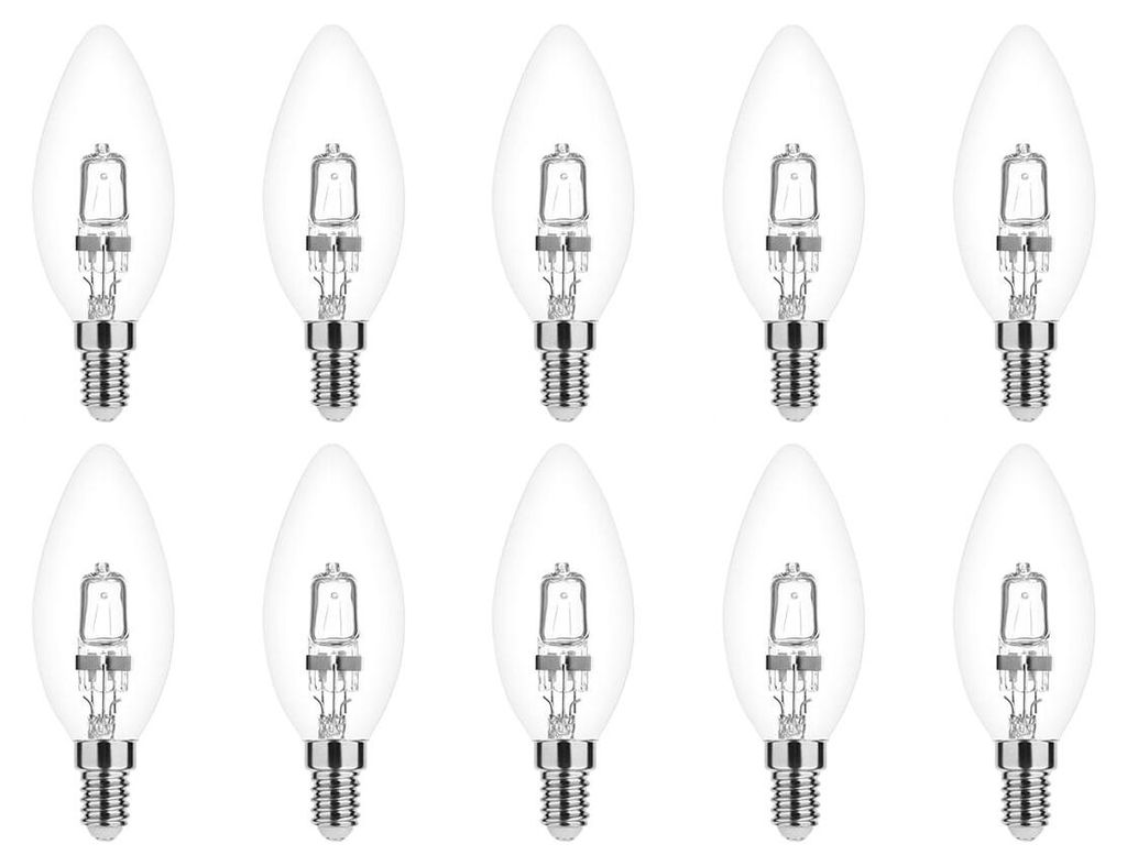 Modee E14 Halogenlampe, dimmbar, 28 W, - 370 lm - 2700 K - Warmweiß - Öko-Halogen-Kerzenlampe - 10 Stück