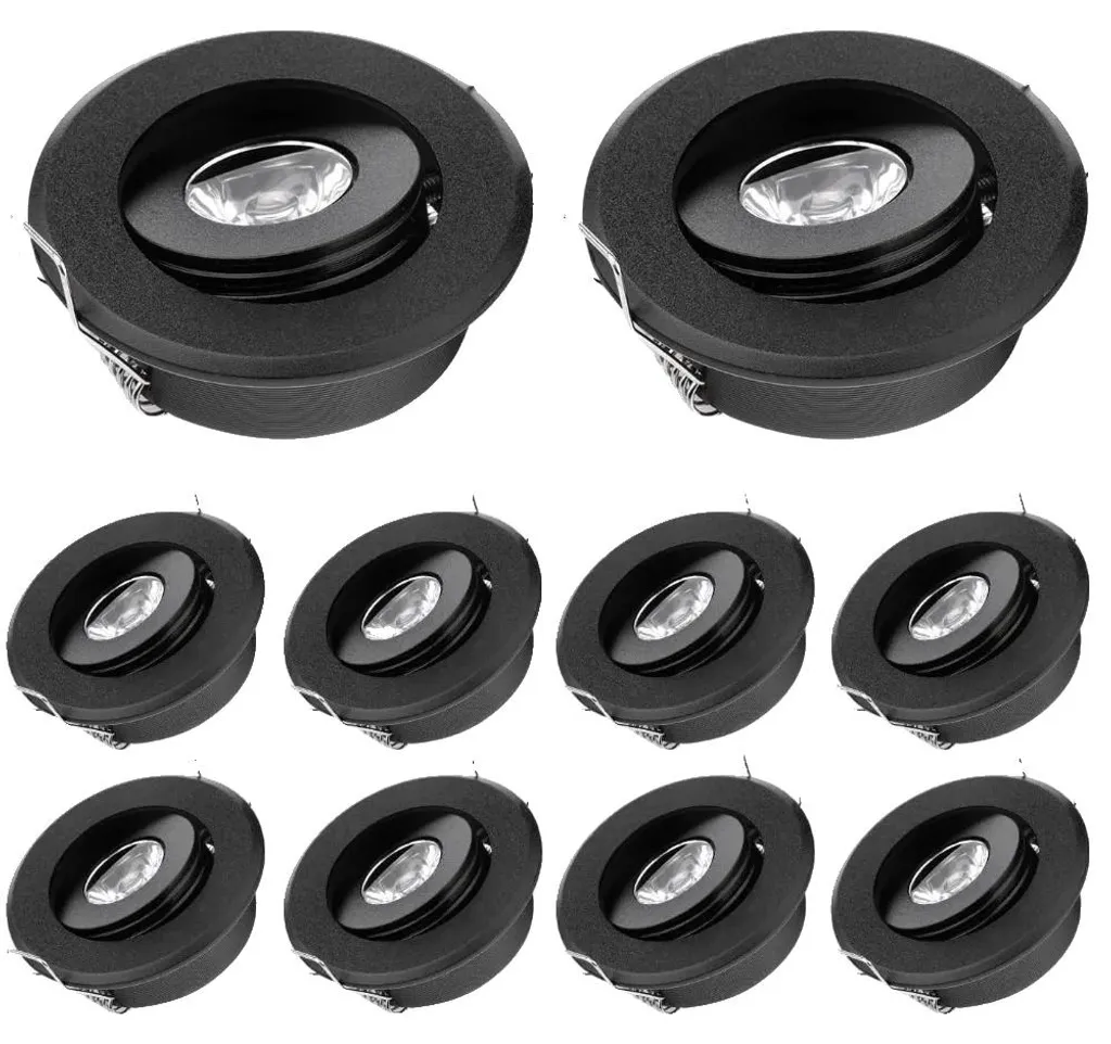 Spot LED noir miniature 3W blanc chaud 3000K avec faisceau focalisé