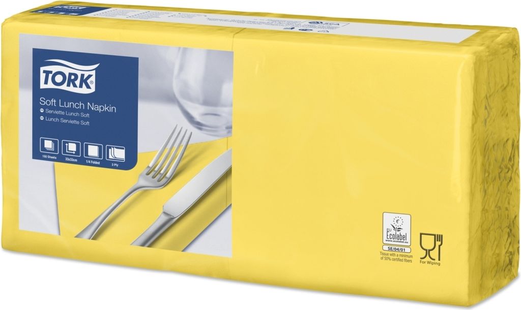Lunchservietten Advanced 33x33cm 1/4 Falz 3-lagig gelb VE=10x150 Stück