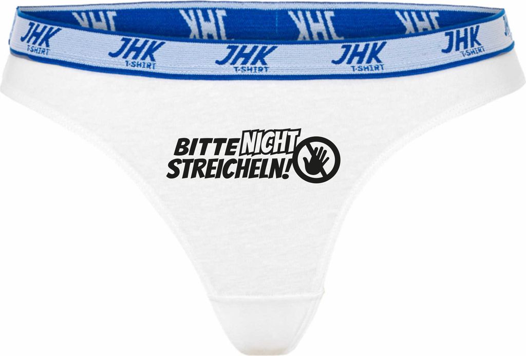 Damen Thong Slip - Boxer-0026-woman-white-h-XL - weiß - XL - hinten - Bitte nicht streicheln - lustiges Motiv - Spruch - Unterwäsche - Unterhose ...