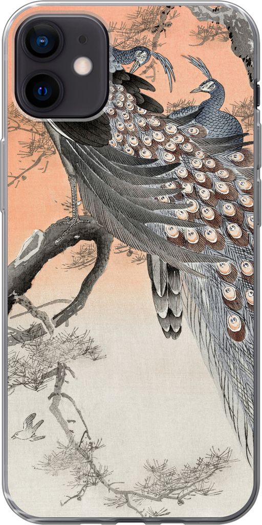 MuchoWow Handyhülle Schutzhülle Hülle für Telefoonhoesje iPhone 12 mini Pfauenfedern - Pfau - Vintage Silikon Softcase Handy Hülle - Bild