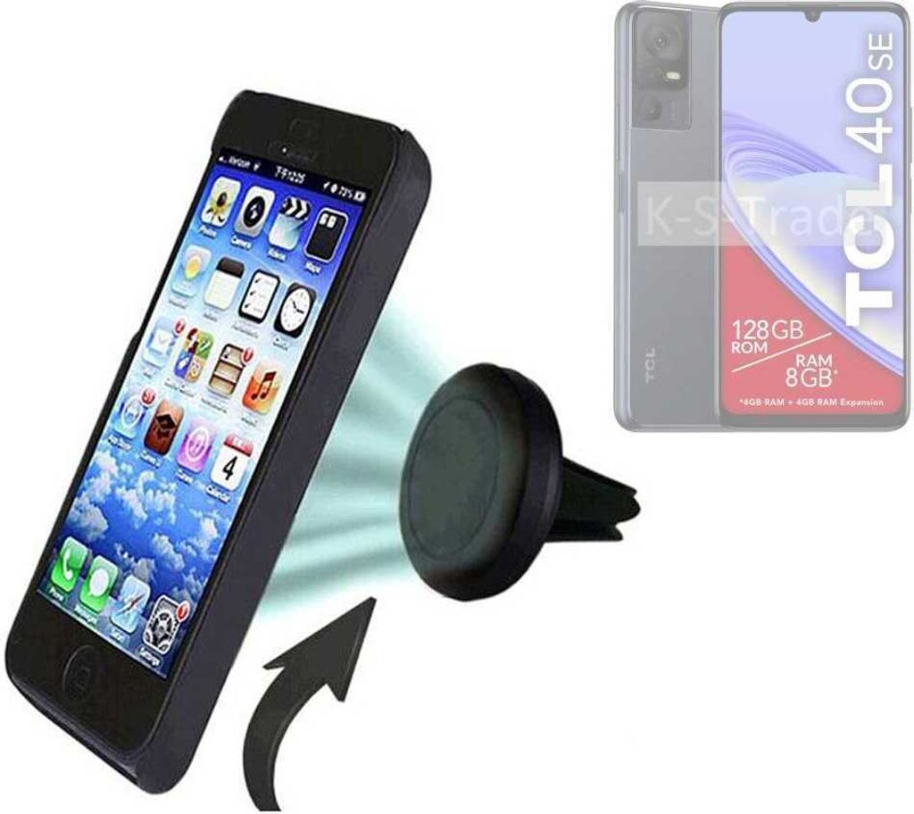 K-S-Trade Kompatibel mit TCL 40 SE Auto Handy Halterung KFZ Halter Lüftungsgitterhalterung Air Vent mount Smartphone Halter