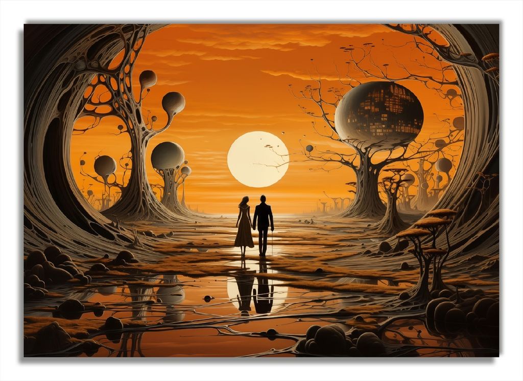 Wallario Poster - Sonnenuntergang in einer fremden Welt, Kunstdruck Größe: 70 x 100 cm