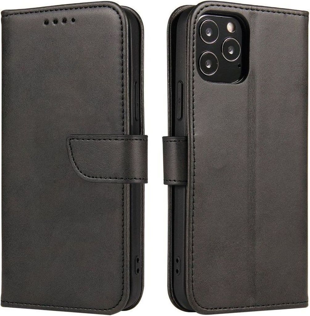 Premium Magnet Case Buch Tasche Schutzhülle aufklappbare Hülle Standfunktion Zubehör kompatibel mit Samsung Galaxy A12 (A125F) Schwarz