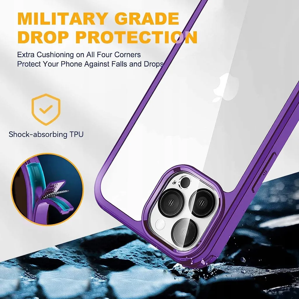 Housse iPhone 14 Pro Max Violette - Étui Rigide avec Renfort de Bordure - 3