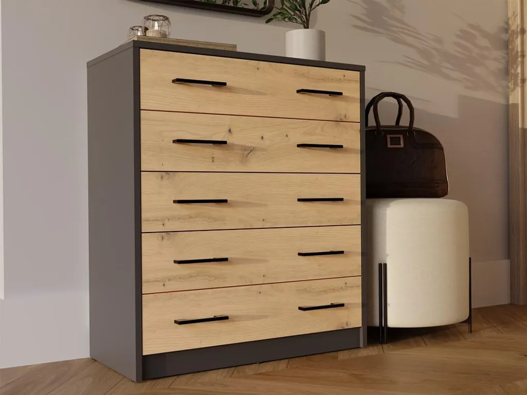Armoire à chaussures anthracite artisanale ALEX avec finition mate chic