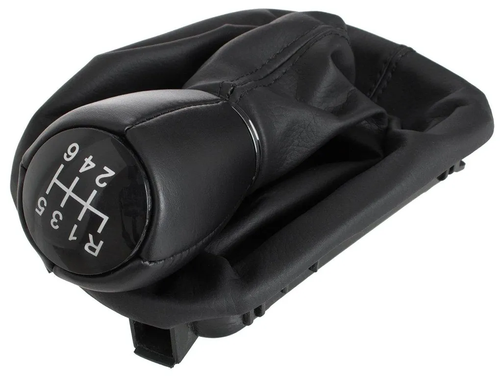 Pommeau de vitesse avec soufflet noir en similicuir pour Seat Leon 1