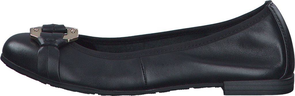 MARCO TOZZI Damen Ballerina Leder rund mit edler Spange 2-22102-42, Größe:38 EU, Farbe:Schwarz