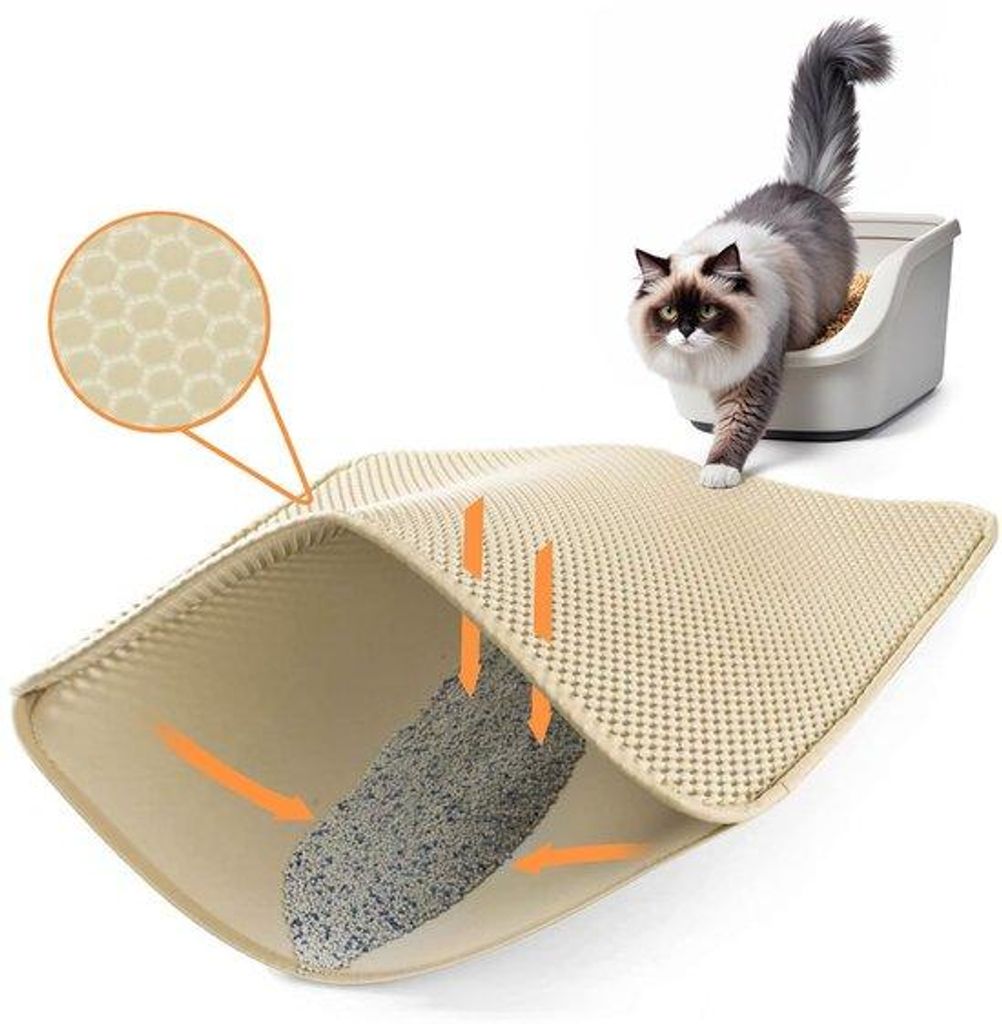 Kattenbakmat Oxford Stoffen Groot 62 x 42 cm Honingraat Wasserfest/Urinerechtwinklig Kattenkontrolle