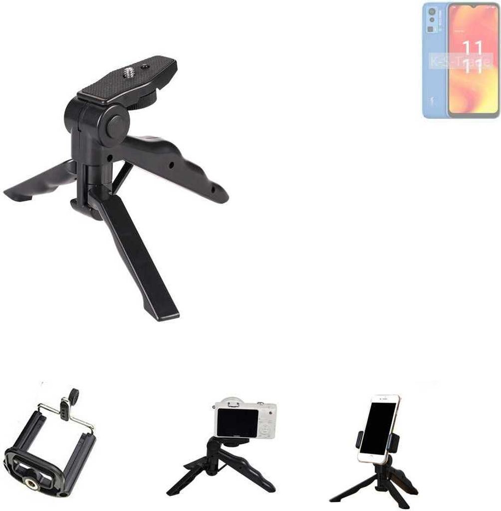 K-S-Trade Stativ Tisch-Ständer Dreibein Handy-Stativ Ständer kompatibel mit Lava Blaze Pro Mini-Stativ Smartphone Tripod Handy-Stativ aus Plastik