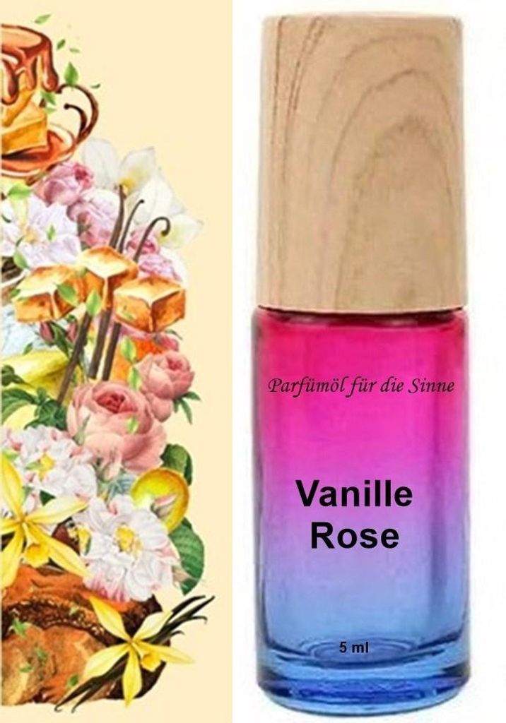 GKA Parfüm Roll-On gefüllt mit reinem Parfümöl Vanille-Rose Parfüm Roller RollOn Duftroller Parfümroller