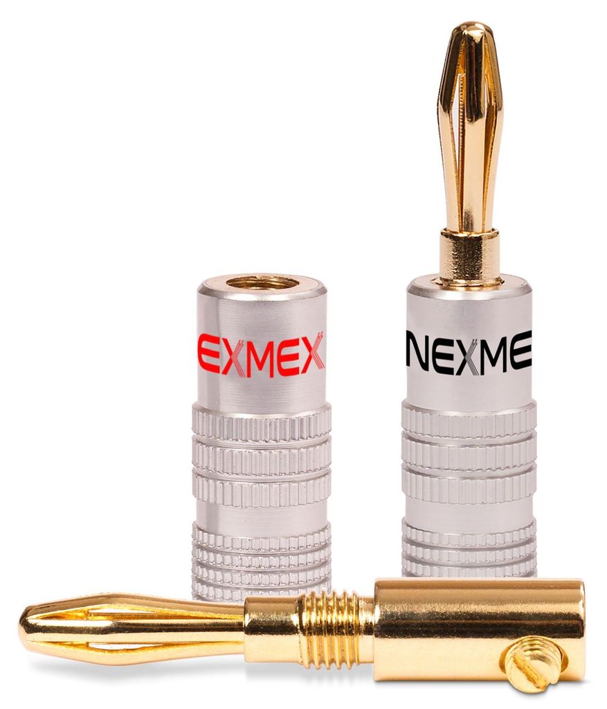2x Bananenstecker NEXMEX 24K vergoldet High End Stecker Banana - Kabel bis 6mm²