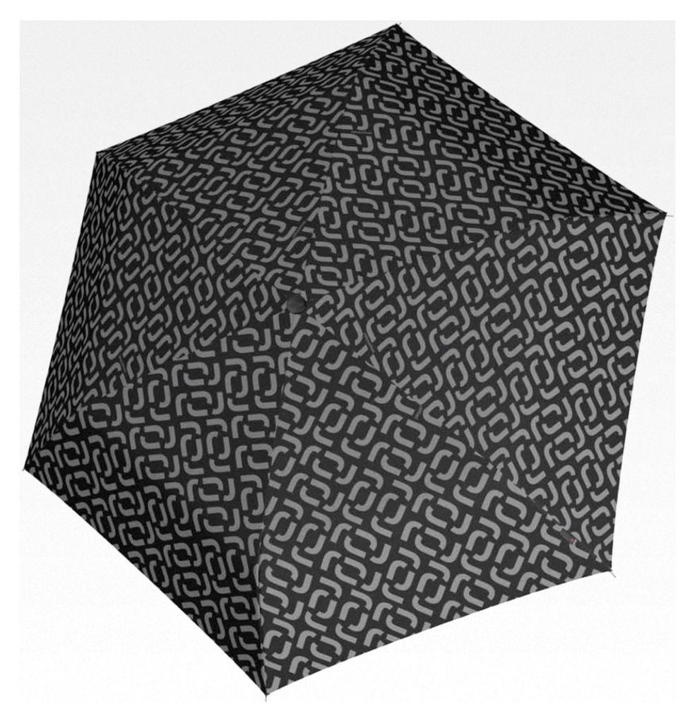 Taschenschirm pocket mini in Signature Schwarz – Extrem leichter und flacher Schirm aus recycelten PET-Flaschen – Mit großem Schirmdach