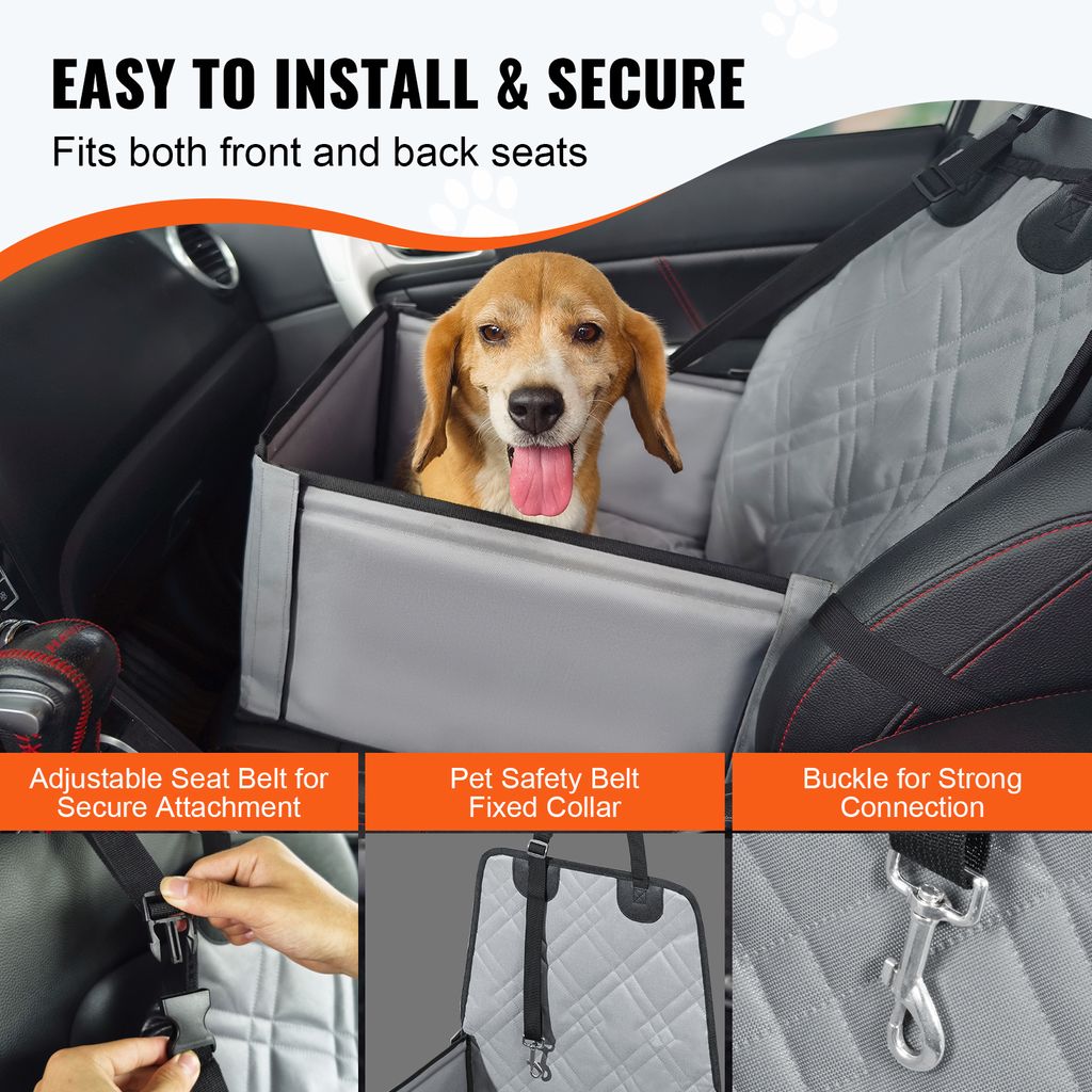 Siège Auto Chien Taille L/M - Lit Voyage 25kg Avec Coussins Mémoire De Forme Et Laisses De Sécurité