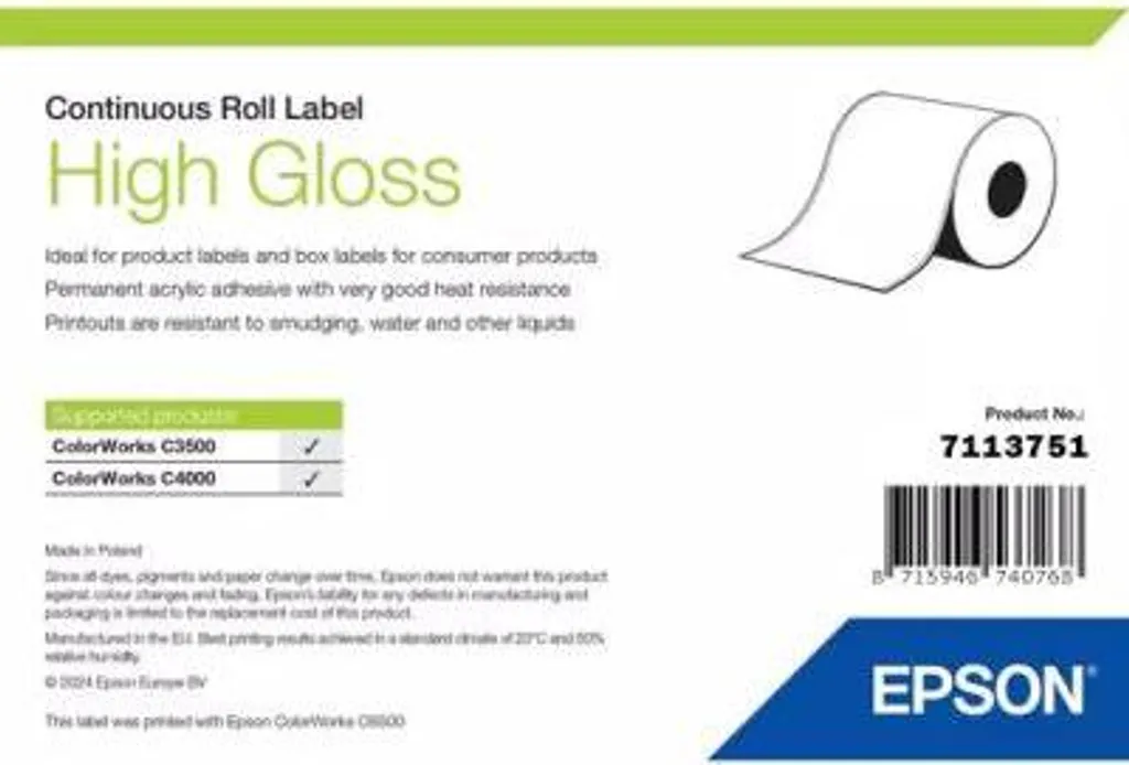 Rotolo Etichette Epson C33S045537 High Gloss 76mm x 33m Originale