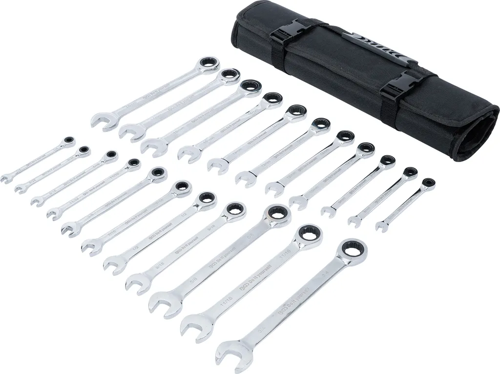 BGS technic 30010 Jeu de 22 clés mixtes à cliquet argentées solides