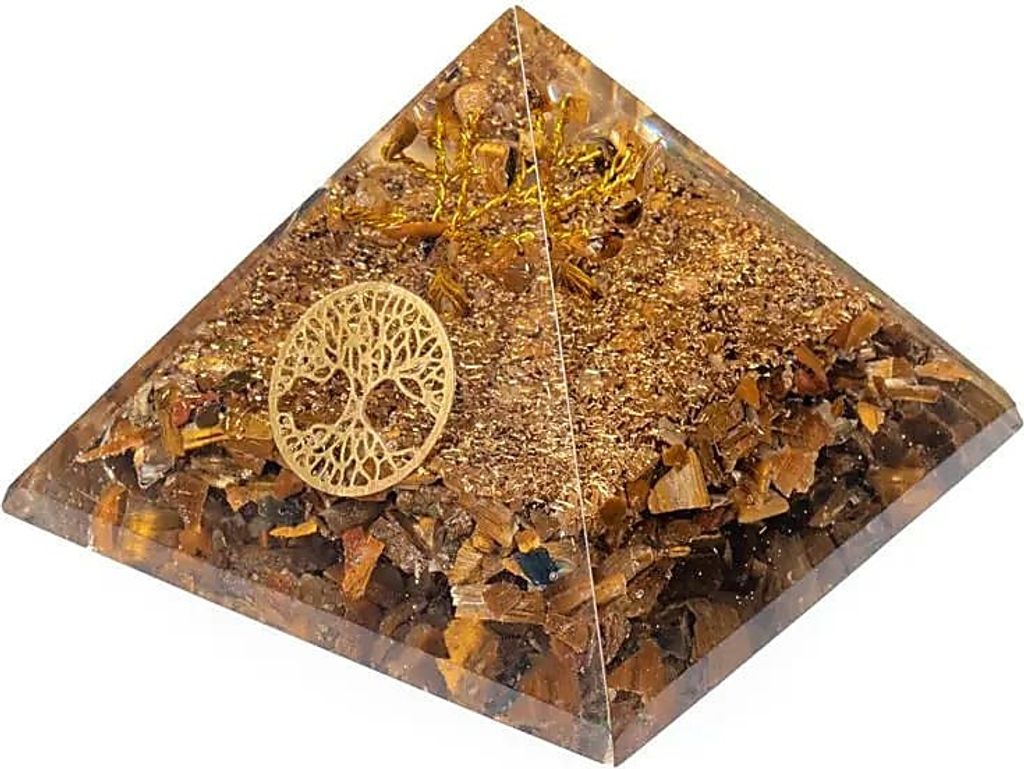 Pyramída tigrieho oka so stromom života - 7x7x6cm Obrázok produktu 