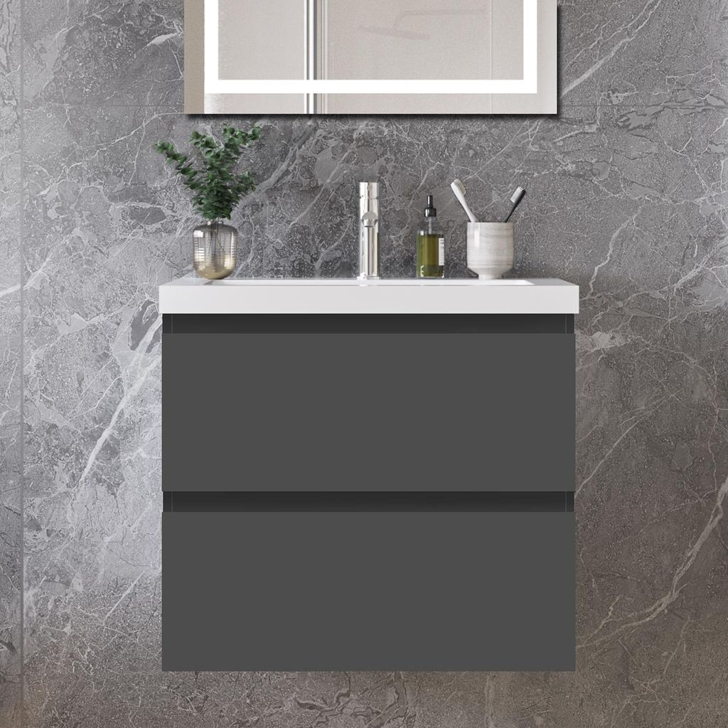60 cm Badmöbel-Set Unterschrank mit Mineralguss waschtisch Produktbild 