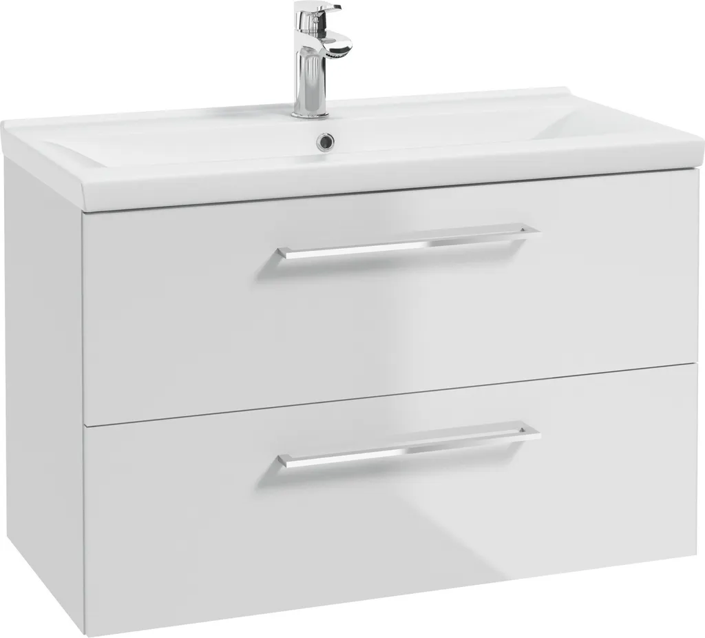 Meuble Sous Vasque 80 cm Blanc avec Lavabo Intégré Stamar Design Zen