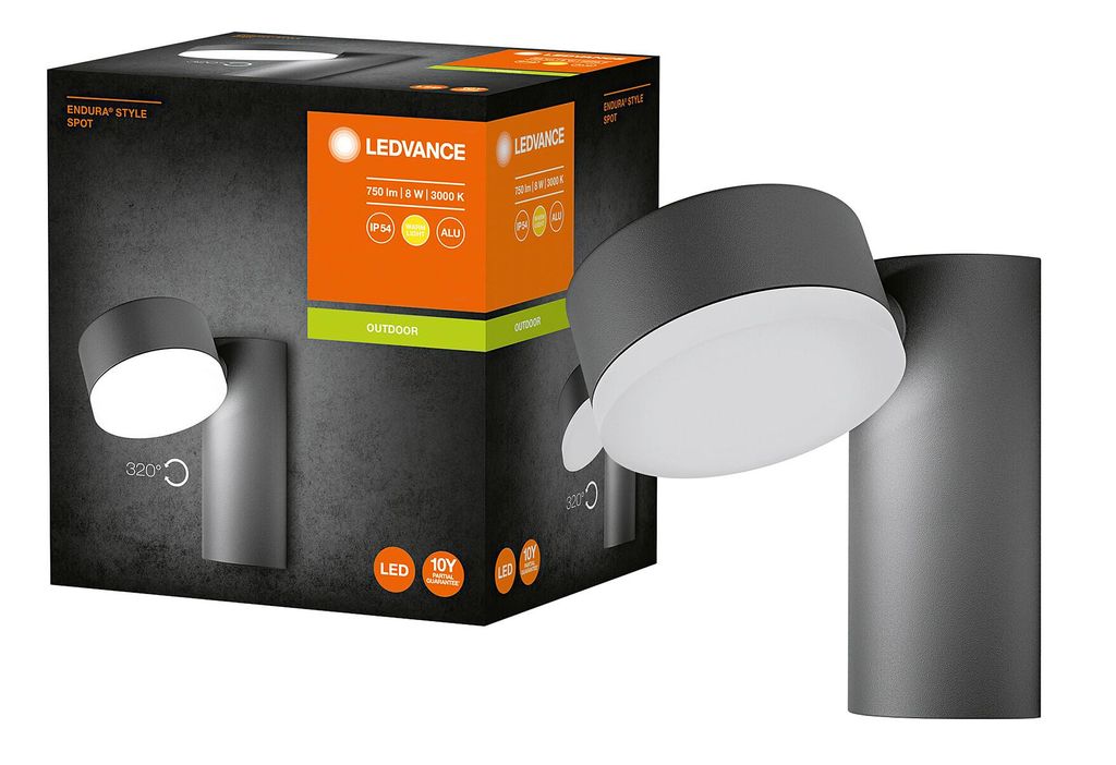 Luminaire ENDURA Style Spot rond 8W gris foncé Image du produit 