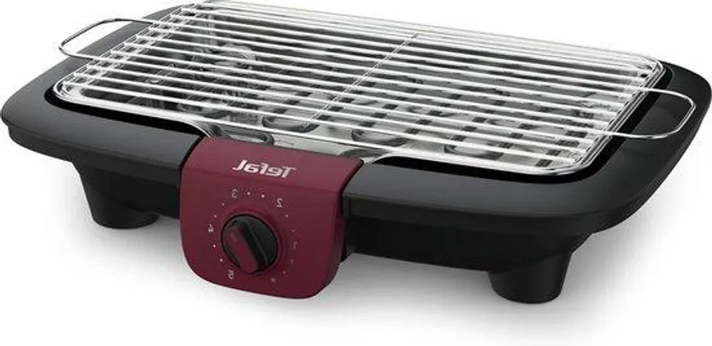 Gril électrique 2300 W bordeaux noir avec thermostat et 720 cm²