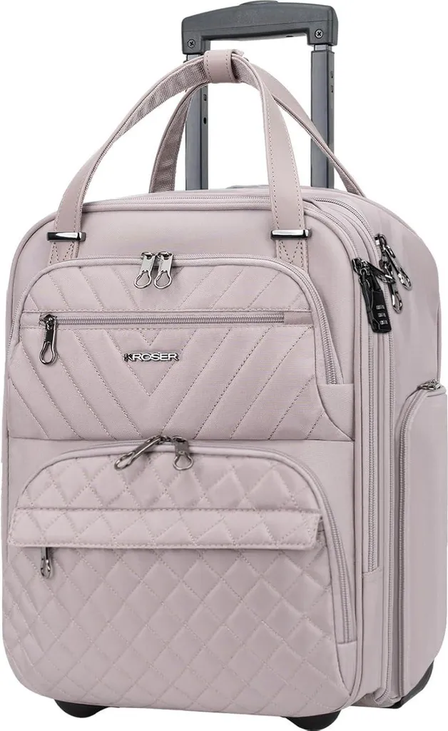 Valise de cabine 40cm rose KROSER pour voyages en avion et train