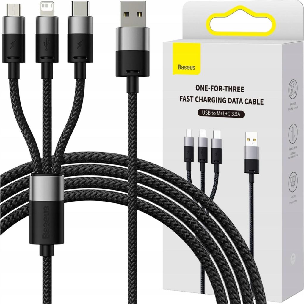 Cavo Usb 3W1 Baseus Starspeed, Usb-C + Micro Usb + Immagine del prodotto 