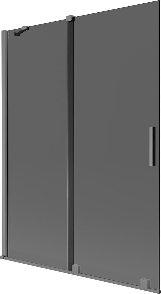 Mexen Velar Duschwand für Badewanne, 2-flügelig, verschiebbar, 130 x 150 cm, Graphit, Gun Metal - 896-130-000-41-95