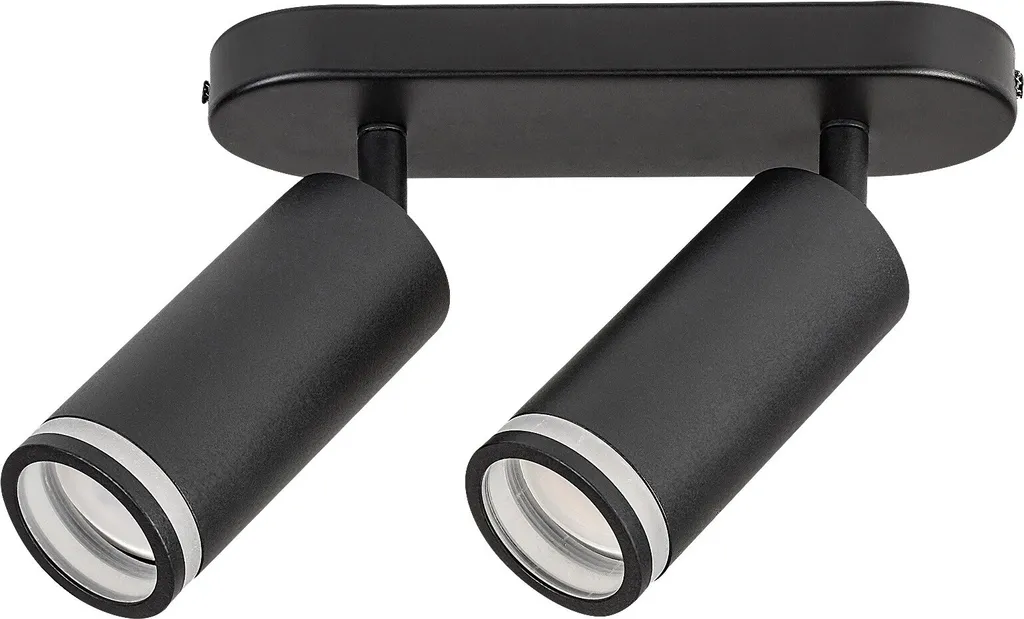 Plafonnier en Métal Noir Mat Senobia 2 Spots GU10 Luminaire Haute Qualité
