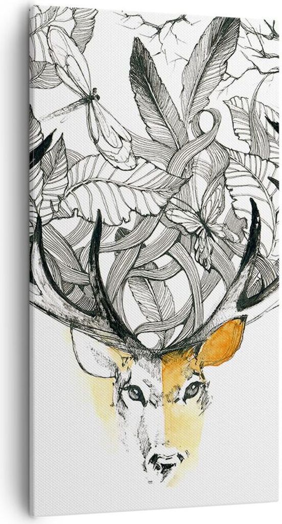 Bild auf Leinwand - Leinwandbild - Lieber Wilde Blumen Wald - 55x100cm - Wand Bild - Wanddeko - Leinwanddruck - Bilder - Kunstdruck - Wanddekoratio...