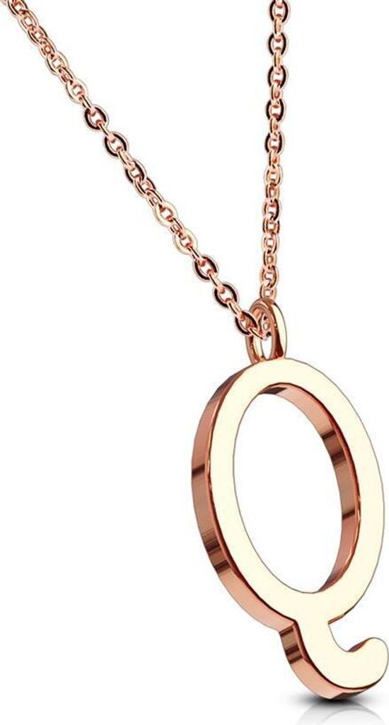 Q - Kette Buchstaben Anhänger Rosegold aus Edelstahl Damen Q