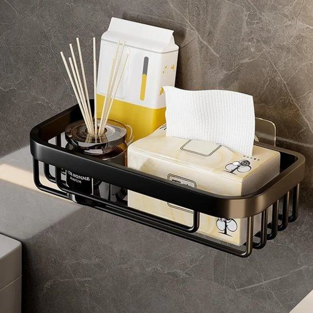 Porte-rouleau WC Autocollant Aluminium Noir - Pose Facile et Design Chic