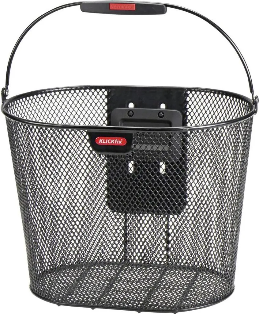 Panier avant de vélo à mailles fines noir avec fixation ovale