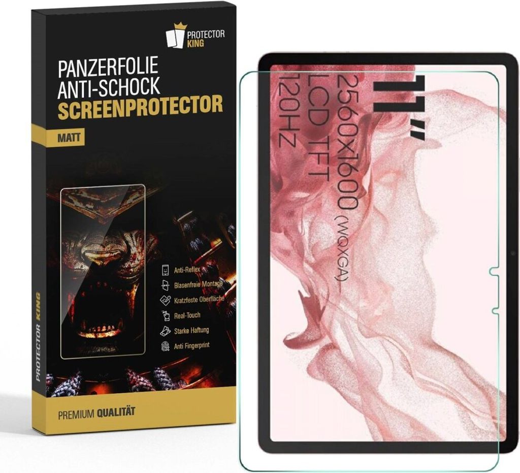 4x Panzerfolie für Samsung Galaxy Tab S8 ANTI-SHOCK Displayschutz Schutzfolie MATT/ENTSPIEGELT/ ANTI-REFLEX/ ANTI-KRATZ/ ANTI-STOß/ ANTI-BRUCH/ A...