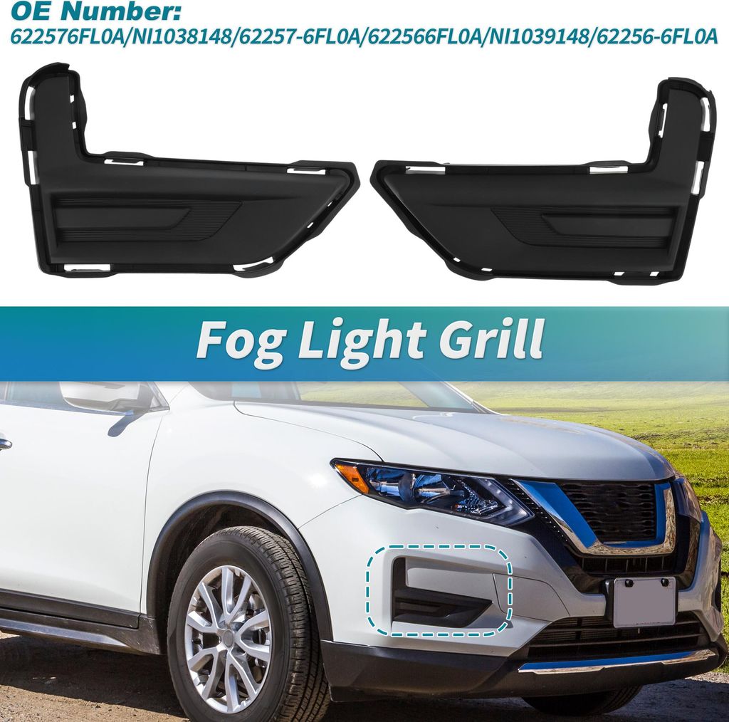 Paar Nr.622576FL0A/622566FL0A Frontsto?stangen Nebelscheinwerfer Gitter Abdeckung Für Nissan Rogue 2017-2020 Front Rechts Nebelscheinwerfer Gitter...