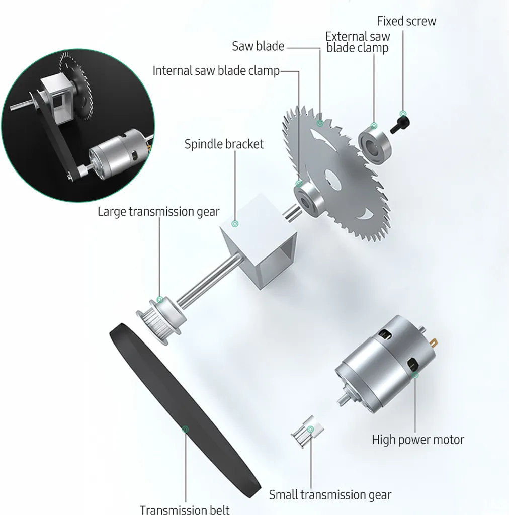 Mini-scie circulaire de table 100W avec accessoires pour modélisme DIY