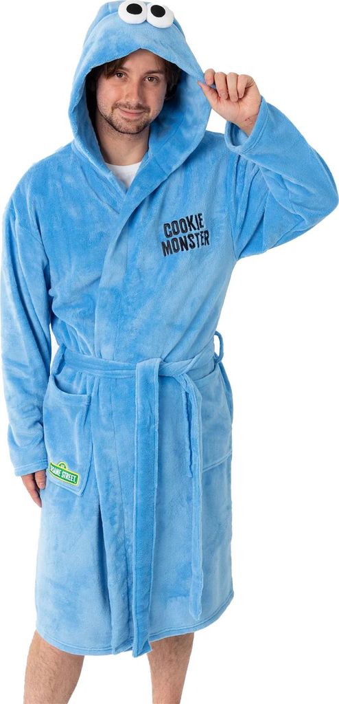Sesame Street - Morgenmantel für Herren/Damen Uni, mit Kapuze NS9094 (XXL) (Blau)