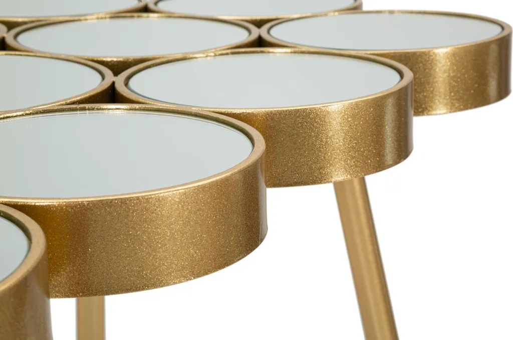 Table basse Buttle Gold pour salon moderne - Table d'appoint dorée 100cm - 5