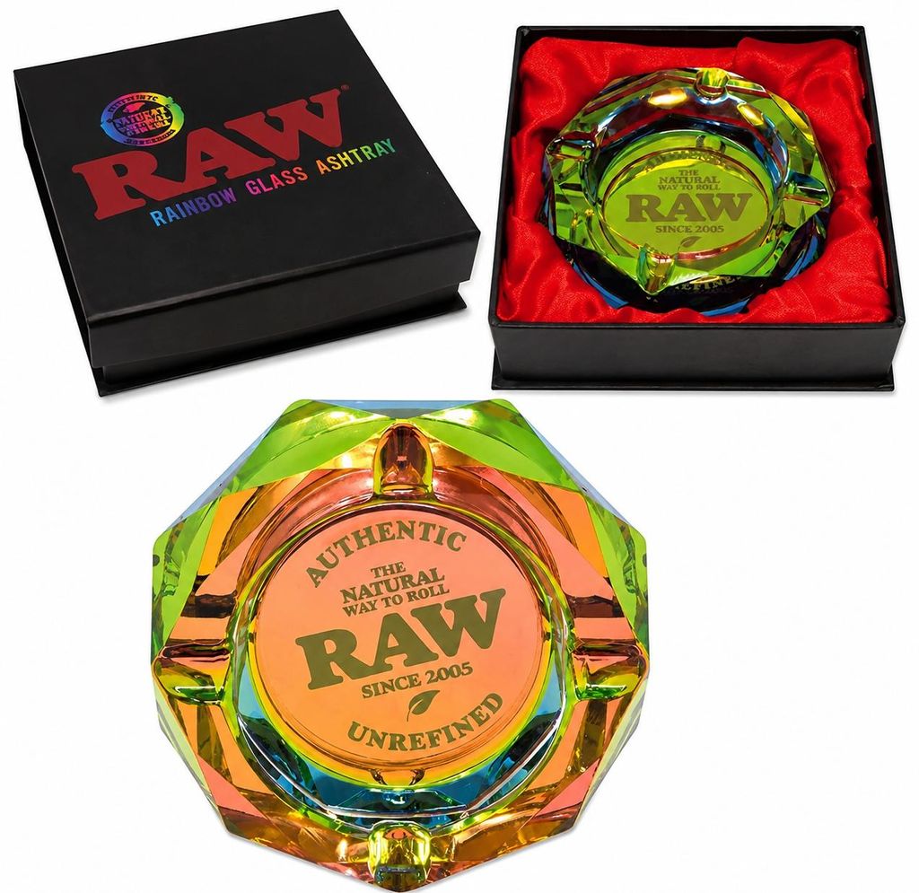 RAW Rainbow Glas Aschenbecher 11 cm Mehrfarbig Produktbild  KI-generiertes Bild